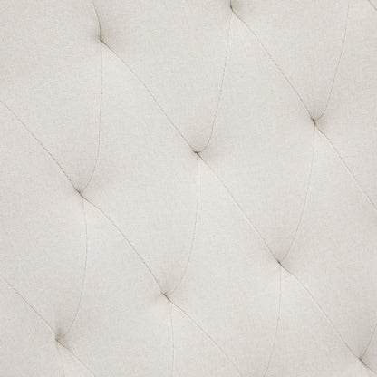 HOMCOM Schaukelstuhl im Skandi-Design Relaxsessel, Knopfheftung, 69 cm x 90 cm x 100 cm, Creme + Natur + Schwarz