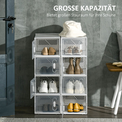 HOMCOM Modulares Regalsystem mit 8 Fächern, Steckregal, 25 cm x 35 cm x 19 cm, Transparent