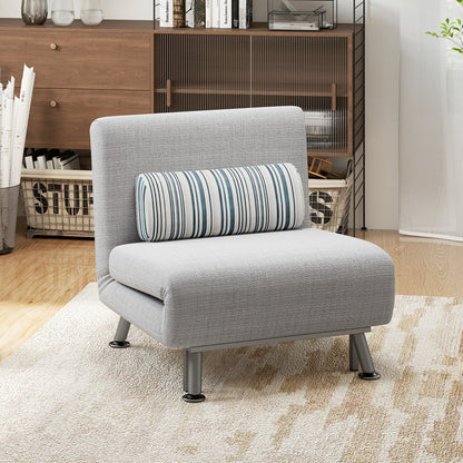 HOMCOM Klappsessel mit Bettfunktion, klappbarer Relaxsessel in Leinenoptik, Verstellbare Rückenlehne, 75 x 70 x 75 cm, Grau