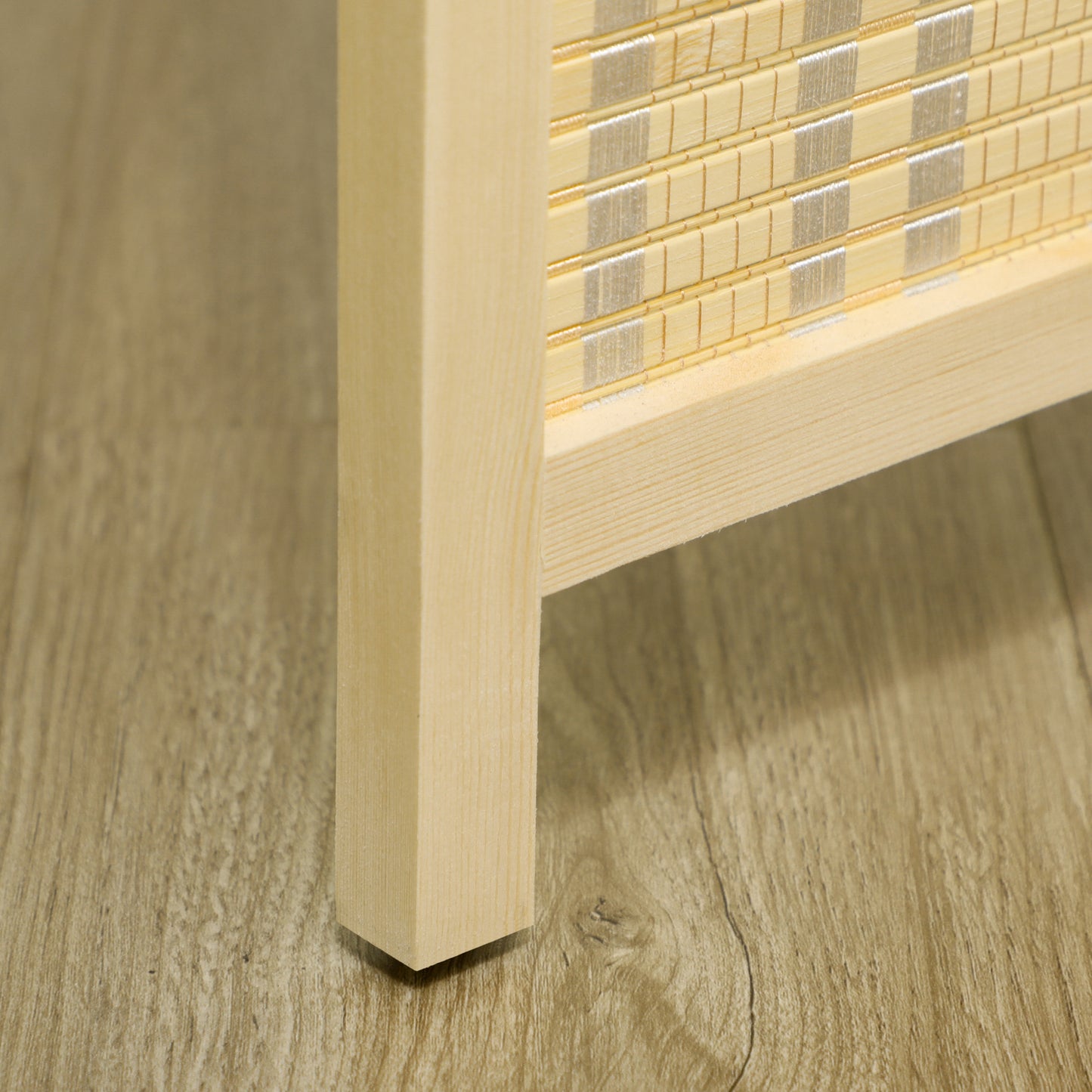 HOMCOM 4-teiliger Raumteiler, 180 x 180 cm, Faltbarer Sichtschutz aus Bambus und Baumwolle für Wohnzimmer, Schlafzimmer, Natur