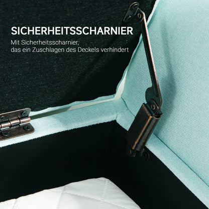 HOMCOM Sitzbank mit Stauraum, Polsterbank, belastbar bis 130 kg, Leinenoptik, Kautschukholz, 116 x 44 x 58 cm, Grün