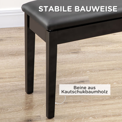 HOMCOM Klavierbank, Pianobank für 1 Person, gepolstert, Holzbeine, Schwarz