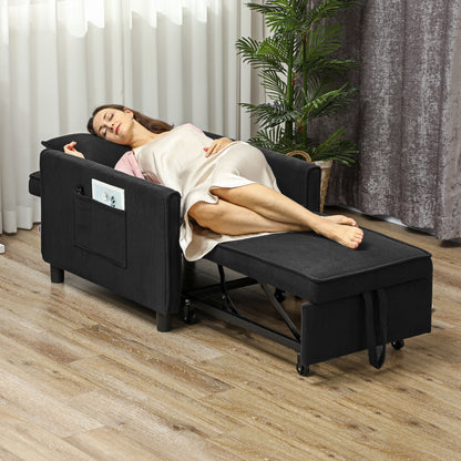 HOMCOM Schlafsessel, verstellbar, 3 Positionen, Cordbezug, bis 120 kg, Schwarz