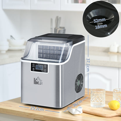 HOMCOM Eiswürfelmaschine Eiswürfelspender Ice-Maker 20kg/24h 2,3L Eiswürfelbereiter mit 3,2 L Wassertank, Silber
