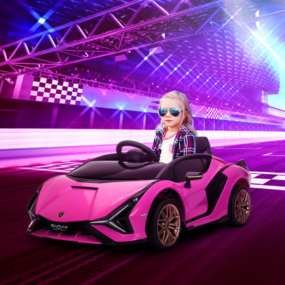 HOMCOM Kinder-Elektroauto, Lamborghini, 3-5 km/h, Fernsteuerung, für 3-5 Jahre, Rosa