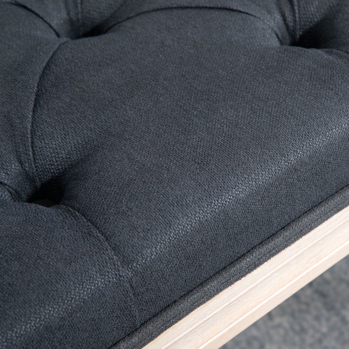 HOMCOM Sitzbank Vintagedesign Vintagebank, Knopfheftung, gedrechselte Beine, Shabby Chic, Dunkelgrau