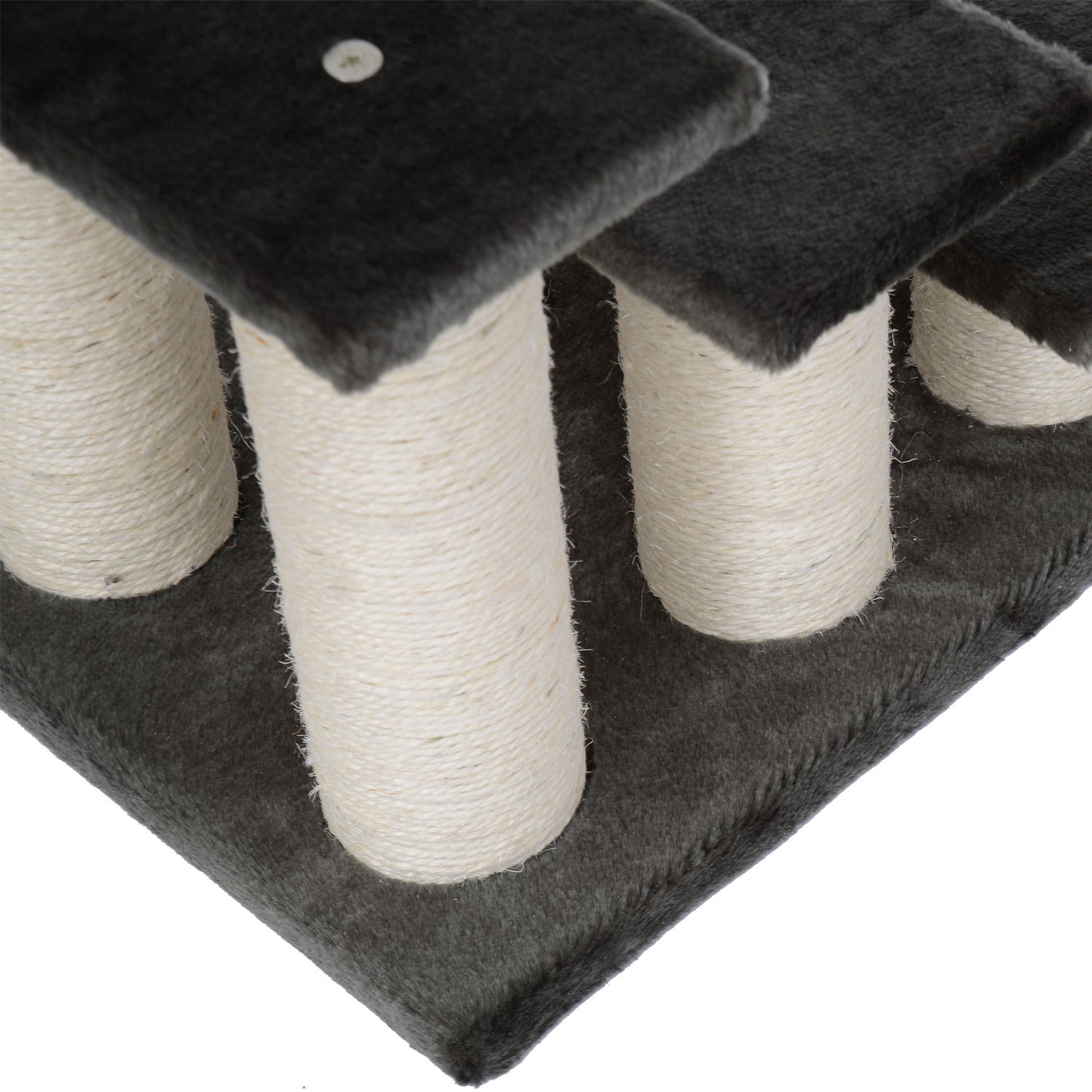 PawHut Hundetreppe 3 Stufen 34 cm Hoch Haustiertreppe für Hunde Katze Katzentreppe mit Kratzstamm Hunderampe Einstiegshilfe für Bett, Sofa, Couch Dunkelgrau