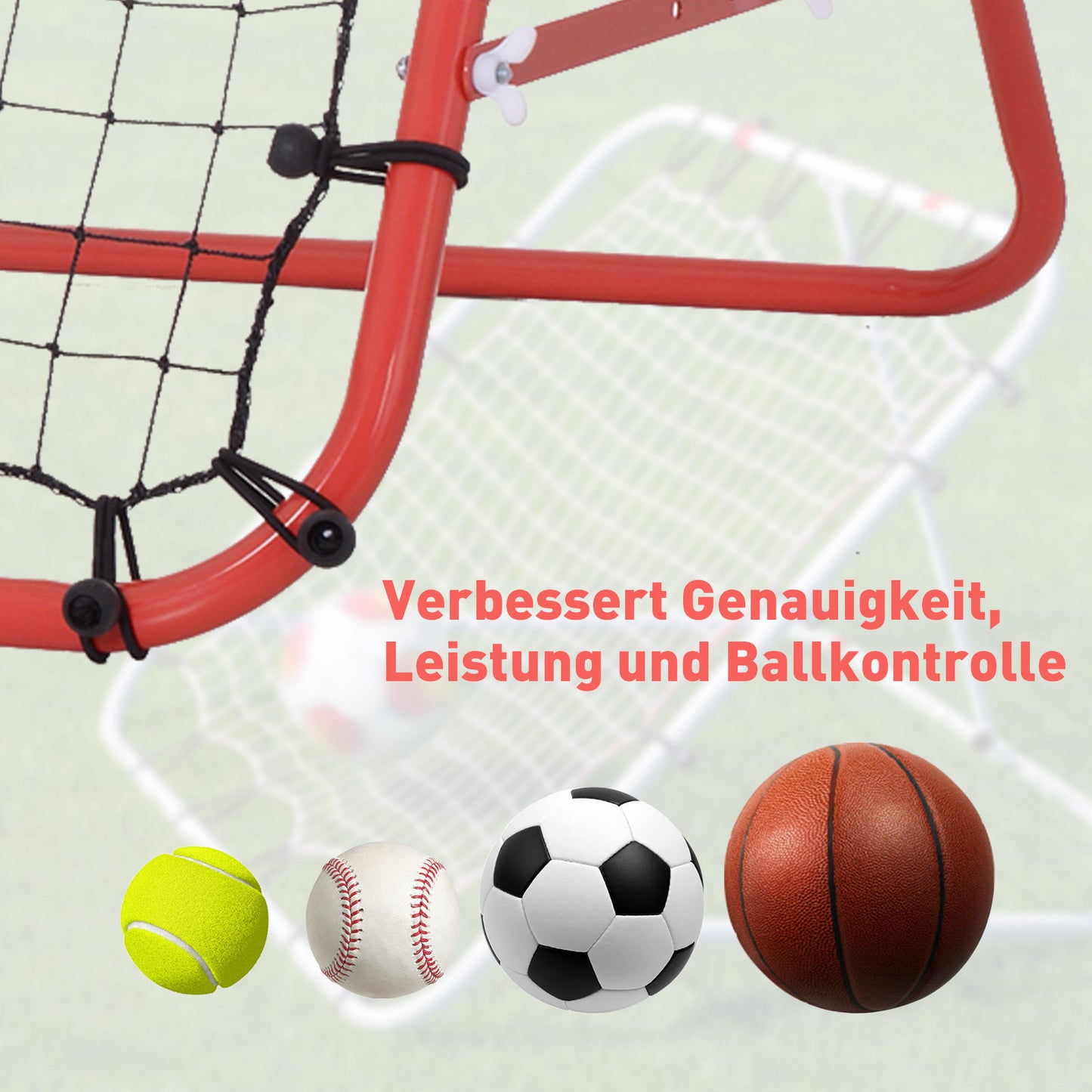 HOMCOM Rebounder für Fußball, 84 x 84 cm Fussball Rebounder mit stufenlos verstellbarem Winkel, Kickback Rückprallwand Fußballtor für Jugendliche Schuss-, Pass- und Ballannahmetraining Rot