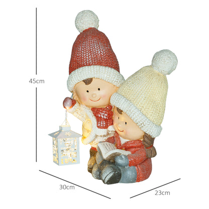 HOMCOM Weihnachtswichtel mit Buch & Laterne, LED, batteriebetrieben, 30 x 23 x 45 cm