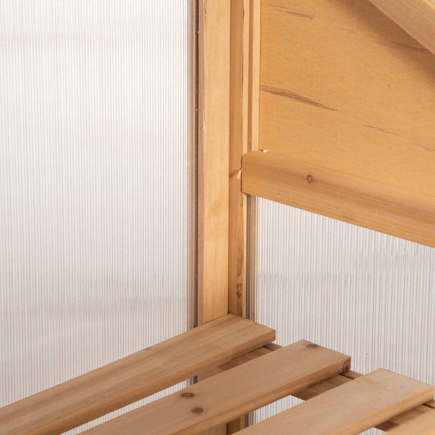 Outsunny Mini-Gewachshaus, kleines Treibhaus mit Holzrahmen, Fenster och Doppeltür, 3 Regale, 70L x 50B x ​​120H cm, Braun