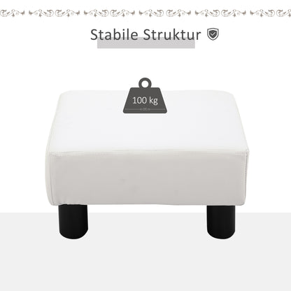 HOMCOM Sitzhocker Hocker mit Kunstleder Moderner Fußhocker Kunstlederhocker Ottomane für Schlafzimmer, Wohnzimmer, Weiß