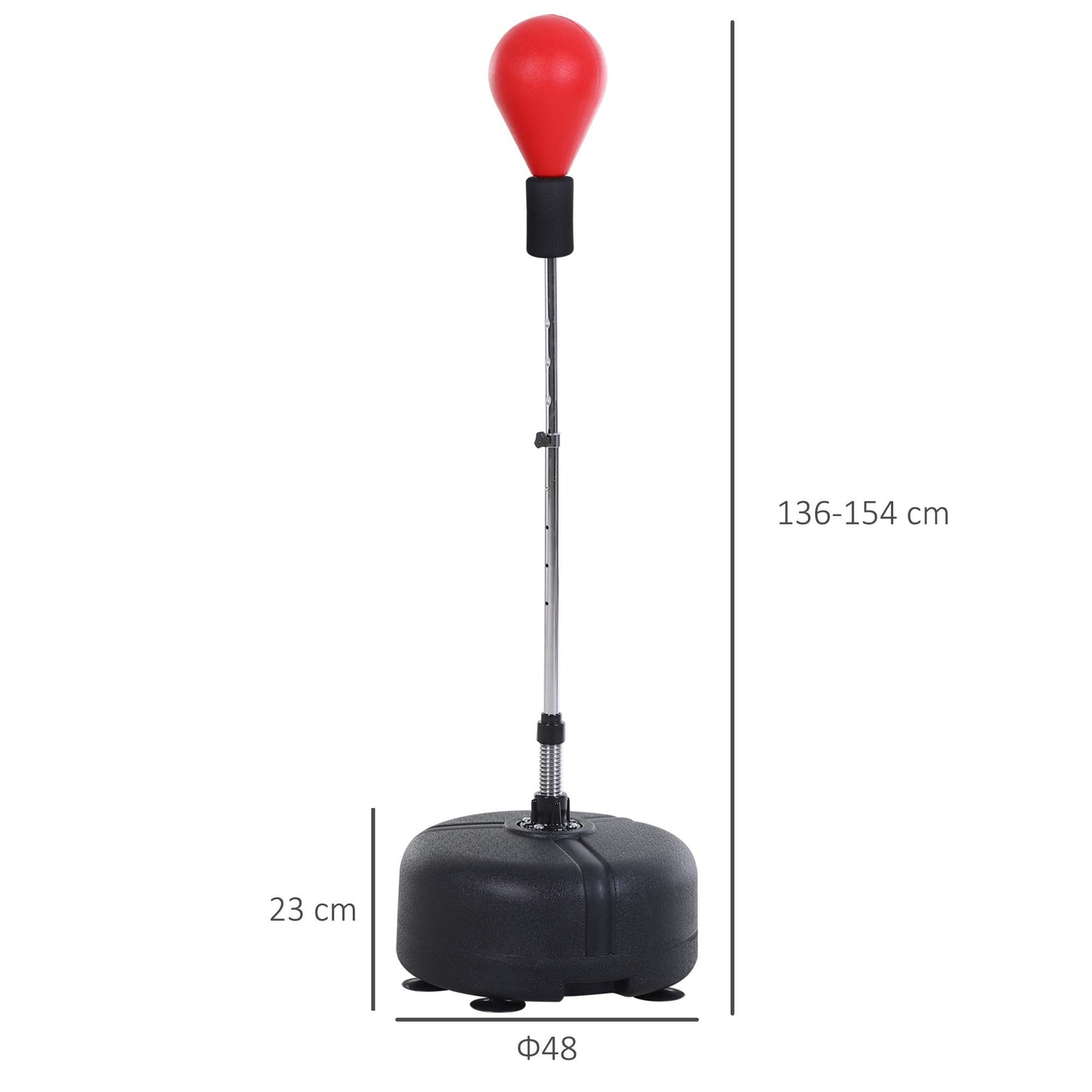 HOMCOM Punchingball-Set, Box-Trainingsset, 136-154 cm höhenverstellbar, mit 1 Paar Handschuhe, Geeignet für Profis und Anfänger