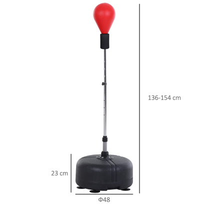 HOMCOM Punchingball-Set, Box-Trainingsset, 136-154 cm höhenverstellbar, mit 1 Paar Handschuhe, Geeignet für Profis und Anfänger