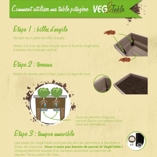 EDA Vegetable area with table City Veg & Table - 73 x 38,5 x H 68 cm - 57 L - Taupe