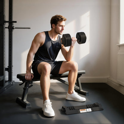 SPORTNOW Verstellbare Einzel-Hantel, 7/13/18/24 kg Kurzhantel mit Ablagefach, mit rutschfesten Griffen, Schwarz