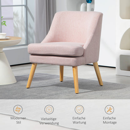 HOMCOM Akzentsessel im skandinavischen Stil, Samt, 25D-Schaumstoff, Hevea-Holzbeine, Beige, 63x69x79,5 cm