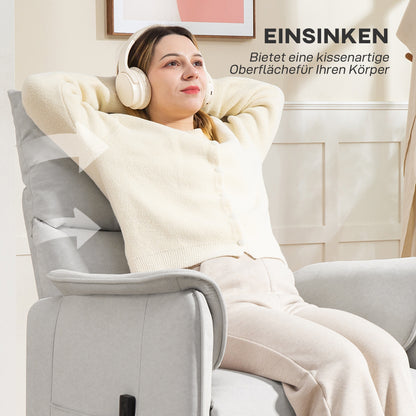 HOMCOM Relaxsessel mit leisem Motor, Polstersessel mit robusten Stoffbezug, Memory-Funktion, anpassbare Fußstütze, Cremeweiß