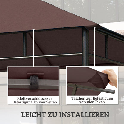 Outsunny Ersatzdach für Gartenpavillon, Polyester, 2,98 x 2,95 m, Kaffee