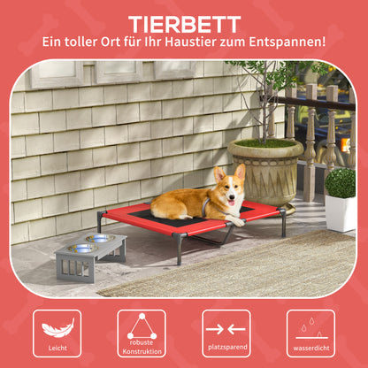 PawHut Hundebett, Hundeliege, robust, erhöht &amp; wetterfest, bis 50 kg, 92x76x18cm, Rot