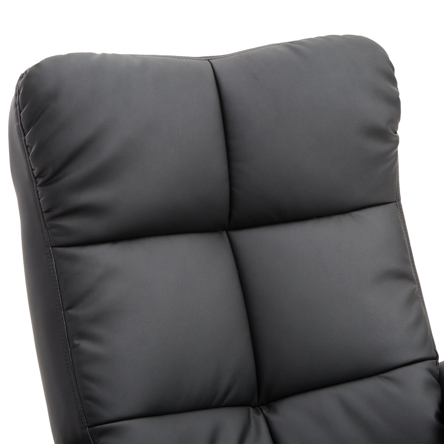 HOMCOM Relaxsessel mit Hocker, Stauraum, Gepolstert Fernsehsessel mit Liegefunktion, 360° Drehbar TV-Sessel für Schlafzimmer, Wohnzimmer, Kunstleder, Schwarz