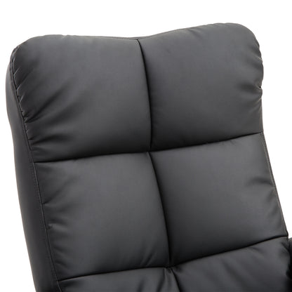 HOMCOM Relaxsessel mit Hocker, Stauraum, Gepolstert Fernsehsessel mit Liegefunktion, 360° Drehbar TV-Sessel für Schlafzimmer, Wohnzimmer, Kunstleder, Schwarz
