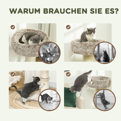 PawHut Katzenbaum, 87 cm, Katzenturm mit dickem Kratzpfosten, Plüschbett, für den Innenbereich, trägt till 6 kg, Braun