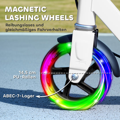 AIYAPLAY Kinderroller, Doppelte Bremsen, Metallrahmen, Fußstütze, faltbar, 3-8 Jahre, Weiß