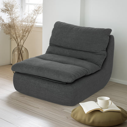 HOMCOM Schaumstoff-Bodensessel, Liegesessel, Lounge-Sessel für Wohnzimmer, Schlafzimmer, Grau