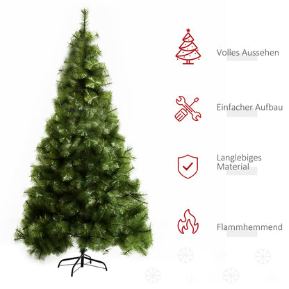 HOMCOM Künstlicher Weihnachtsbaum 210 cm künstlich Tannenbaum mit 505 Spitzen Christbaum Weihnachtsdeko inkl. Metallständer für drinnen