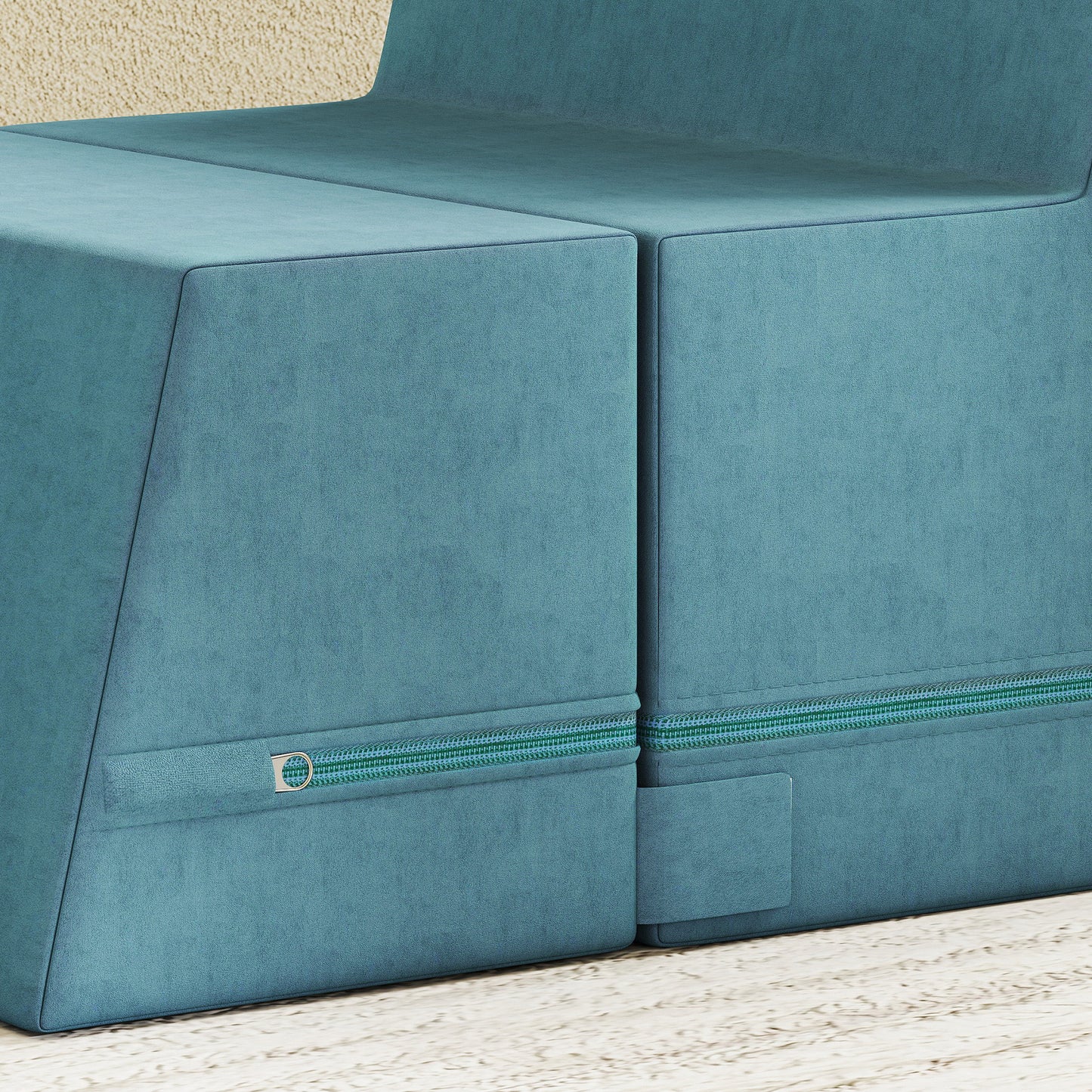 AIYAPLAY 2-teiliges weiches Spielblöcke-Set für Kleinkinder, Kunstleder, Schaumstoff, zum Klettern, Bauen, Spielen, Beige+Blau