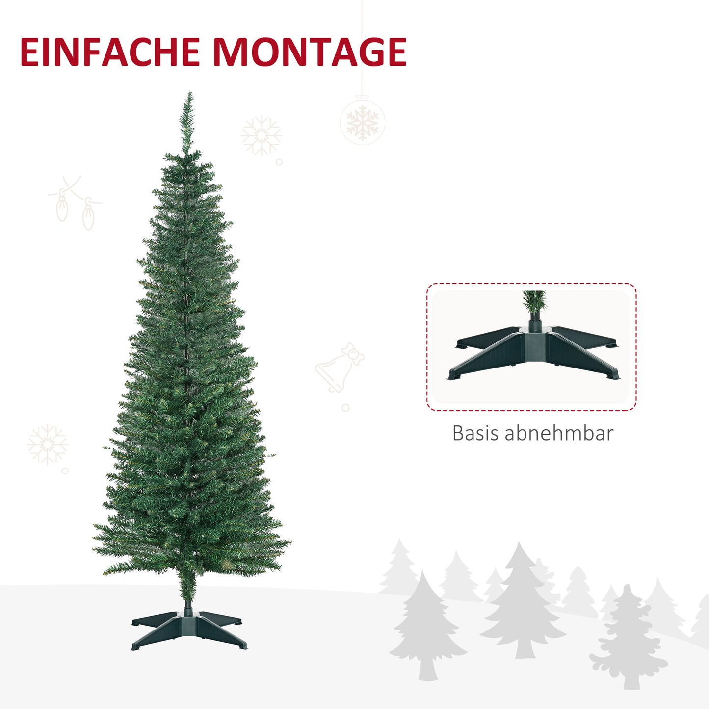 HOMCOM Weihnachtsbaum künstliche Künstliche Tanne Christbaum, inkl Ständer Weihnachtsstern 1,5 m, Grün