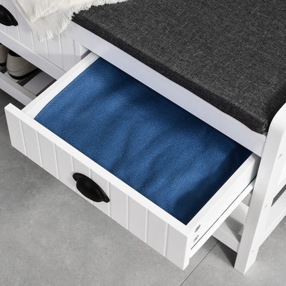 HOMCOM Garderobenständer mit Haken, Garderobe mit Schuhbank, für Eingangsbereich, Flur, Metall, MDF, Weiß+Grau