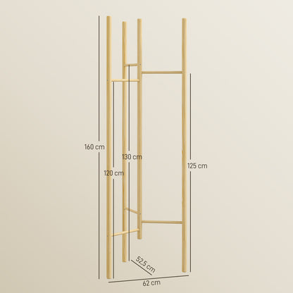 HOMCOM Kleiderständer, platzsparend, 5 kg Belastung, 62x52,5x160cm, Natur