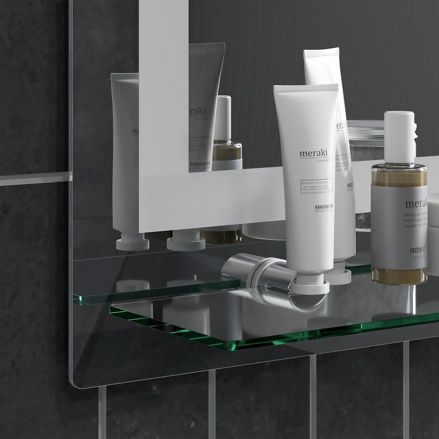 kleankin LED-Badspiegel, dimmbar, Anti-Beschlag, Touch-Schalter, Ablage, 50 x 70 cm, Silber