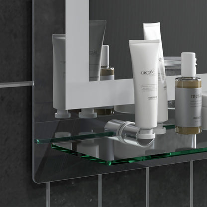 kleankin LED-Badspiegel, dimmbar, Anti-Beschlag, Touch-Schalter, Ablage, 50 x 70 cm, Silber