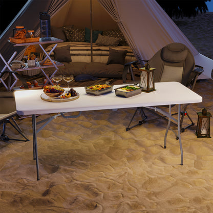 Outsunny Klapptisch, Faltbarer Campingtisch, Metall, Kunststoff, Picknicktisch, Weiß