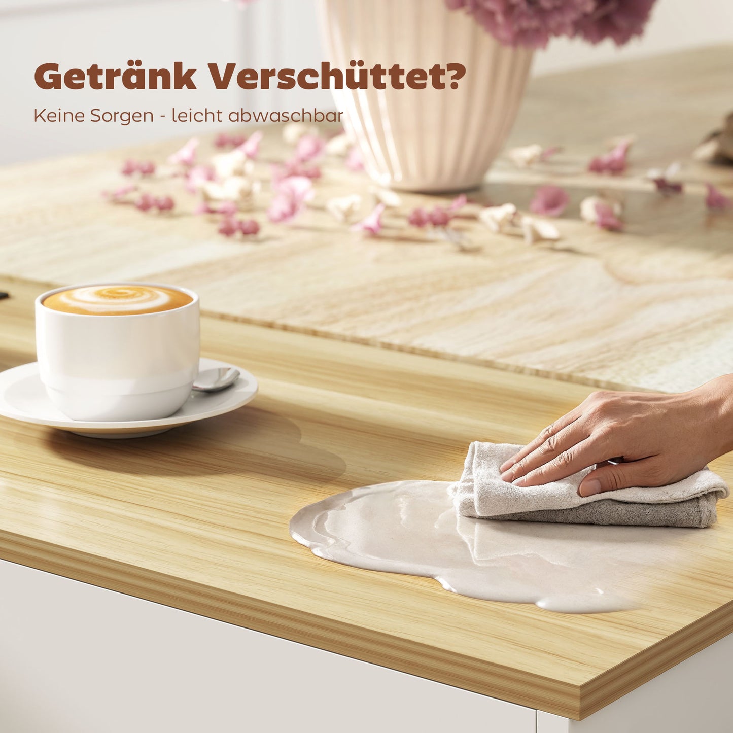 HOMCOM Kücheninsel, Küchenwagen auf Rollen, mit abklappbarer Arbeitsplatte, Schublade, Ablage, 120 x 68 x 85 cm, Weiß