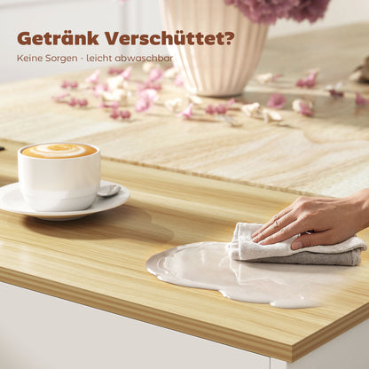 HOMCOM Kücheninsel, Küchenwagen auf Rollen, mit abklappbarer Arbeitsplatte, Schublade, Ablage, 120 x 68 x 85 cm, Weiß