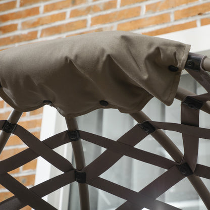 Outsunny Gartenstuhl-Set, 2-tlg., Hocker/Beistelltisch, gr. Sitzkissen, Stahlrahmen, Farbe: Sand, 118 x 75 x 142 cm