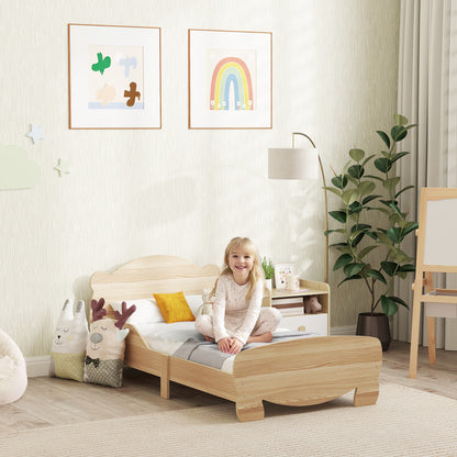 AIYAPLAY Kinderbett Jugendbett Hausbett mit Bären-Design Spielbett für 3-6Jahre Kinder 143,5 x 80 x 55 cm Naturholz