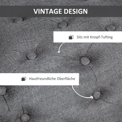 HOMCOM Sitzbank mit Stauraum Polsterbank mit Leinenoptik, Sitztruhe mit Holzbeine, Truhenbank für Wohnzimmer Schlafzimmer Flur 100 x 40 x 44 cm Dunkelgrau