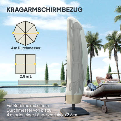Outsunny Sonnenschirm Schutzhülle für Ø 400 cm wasserdicht Wetterfeste Sonnenschirm Abdeckung mit Stab Reißverschluss Kordelzug Oxford Gewebe UV-Beständige Ampelschirm Abdeckhauben 220 ×56 cm Beige