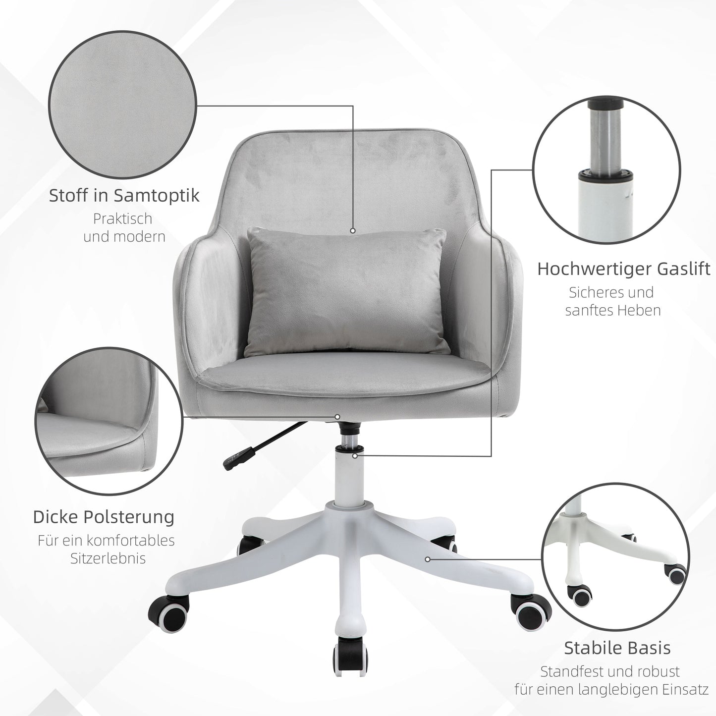 Vinsetto Massage Schreibtischstuhl 78-86 cm höhenverstellbarer Bürostuhll Drehstuhl Computerstuhl mit USB-Schrittstelle Arbeitsstuhl mit Vibrationsfunktion Lendenkissen Massagefunktion Grau
