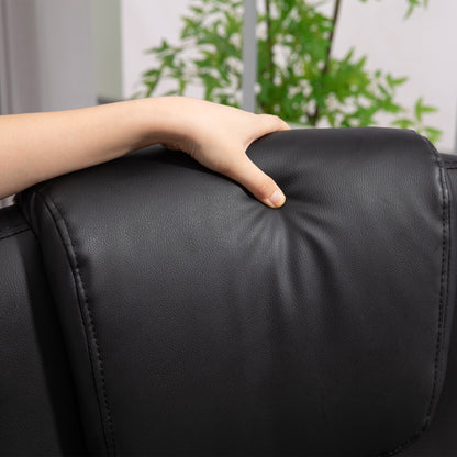 HOMCOM Bürostuhl in Lederoptik, höhenverstellbar, gepolsterte Rückenlehne, Schwarz