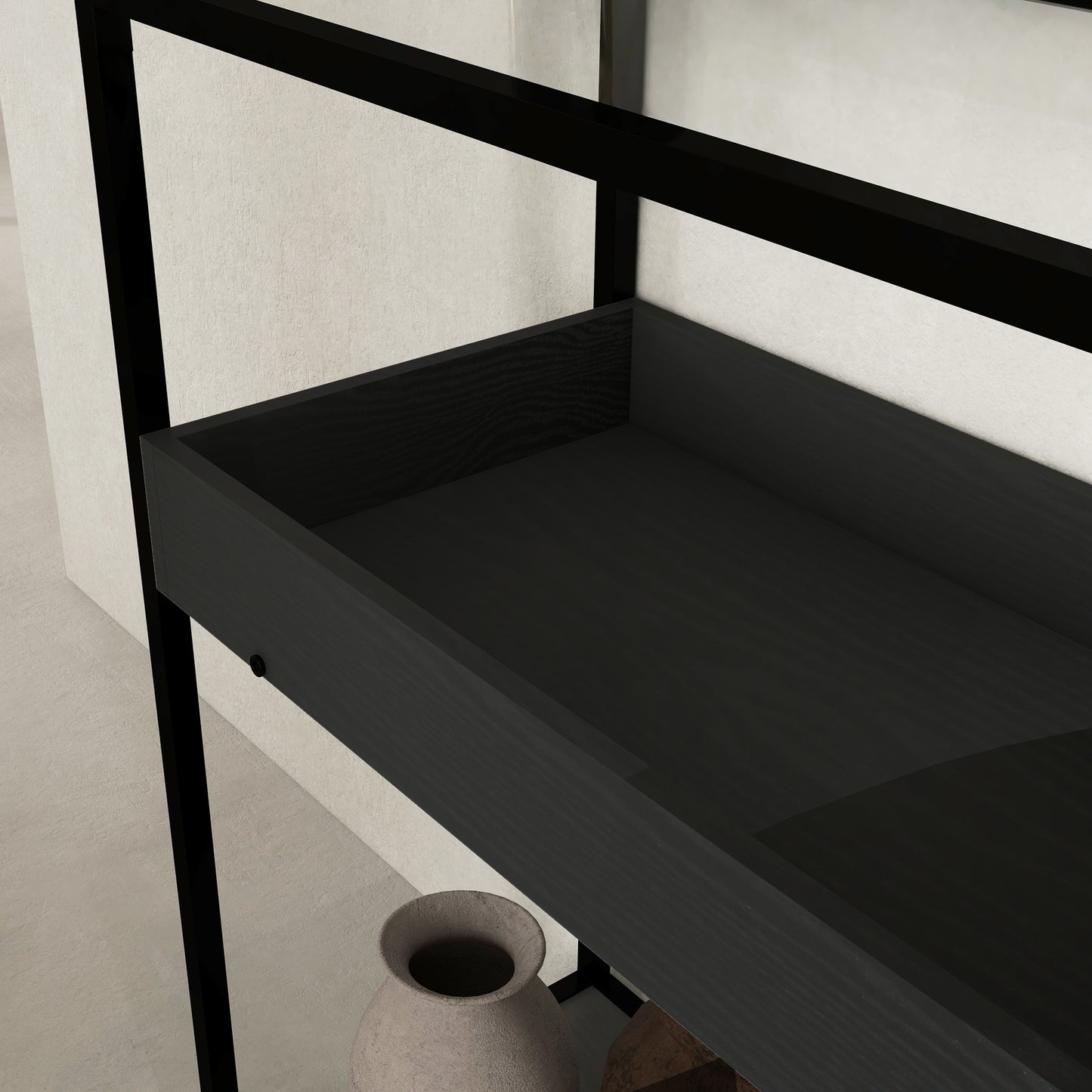 HOMCOM Konsolentisch mit 2 Regalen, Flurtisch, Flurkonsole, Schwarz