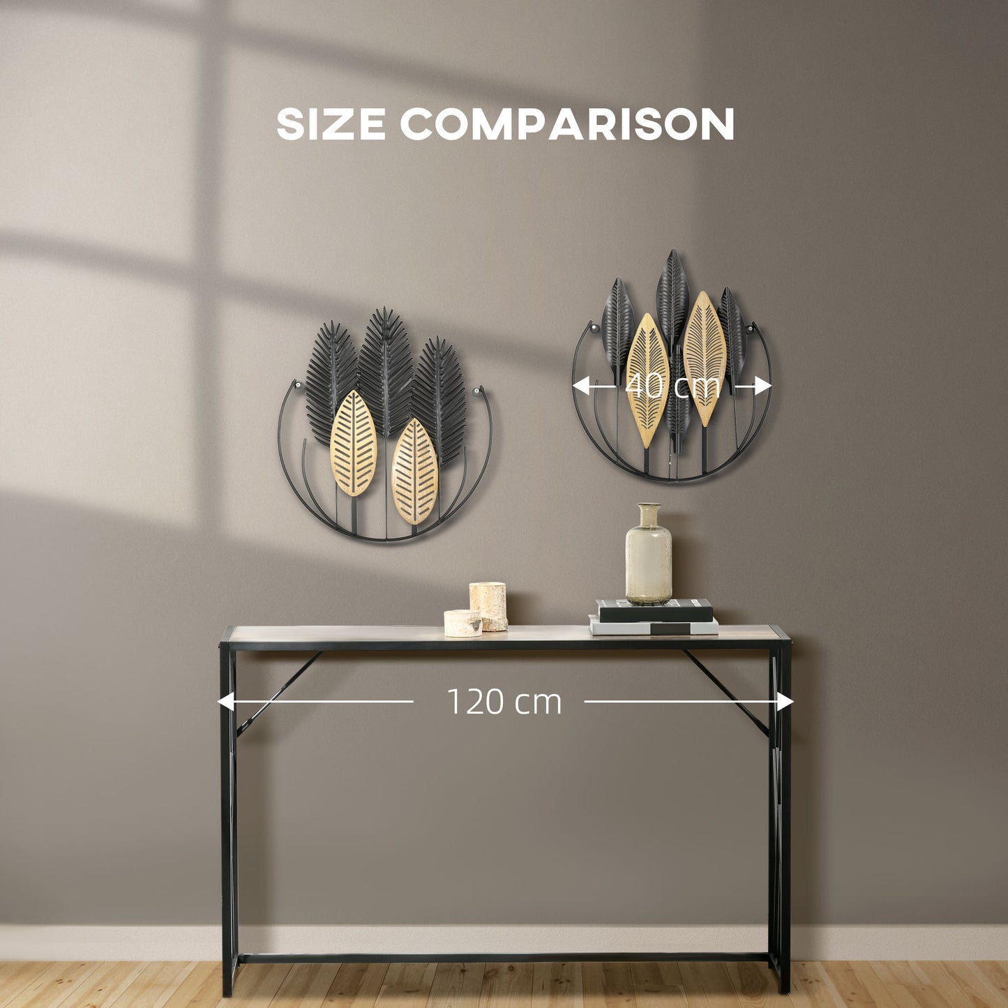 HOMCOM 3D -Wandbilder 2er-Set Moderne Wanddekoration Metall Natur + Schwarz