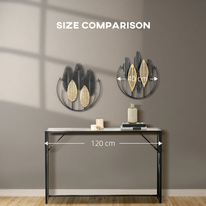 HOMCOM 3D -Wandbilder 2er-Set Moderne Wanddekoration Metall Natur + Schwarz