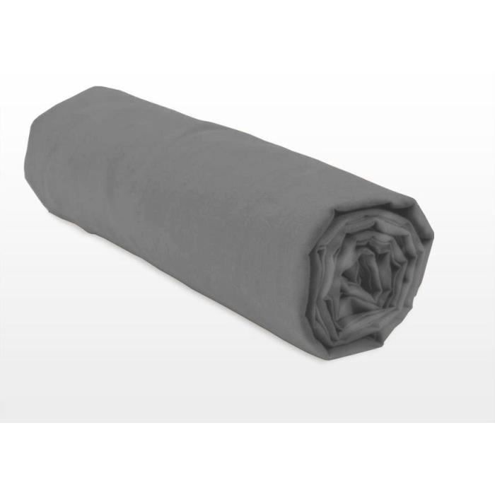 Fitted sheet - HOME LINGE PASSION - HP71762 - 90 x 190 cm + 30 cm bonnet - Microfiber - 82 g - Anthracite gray