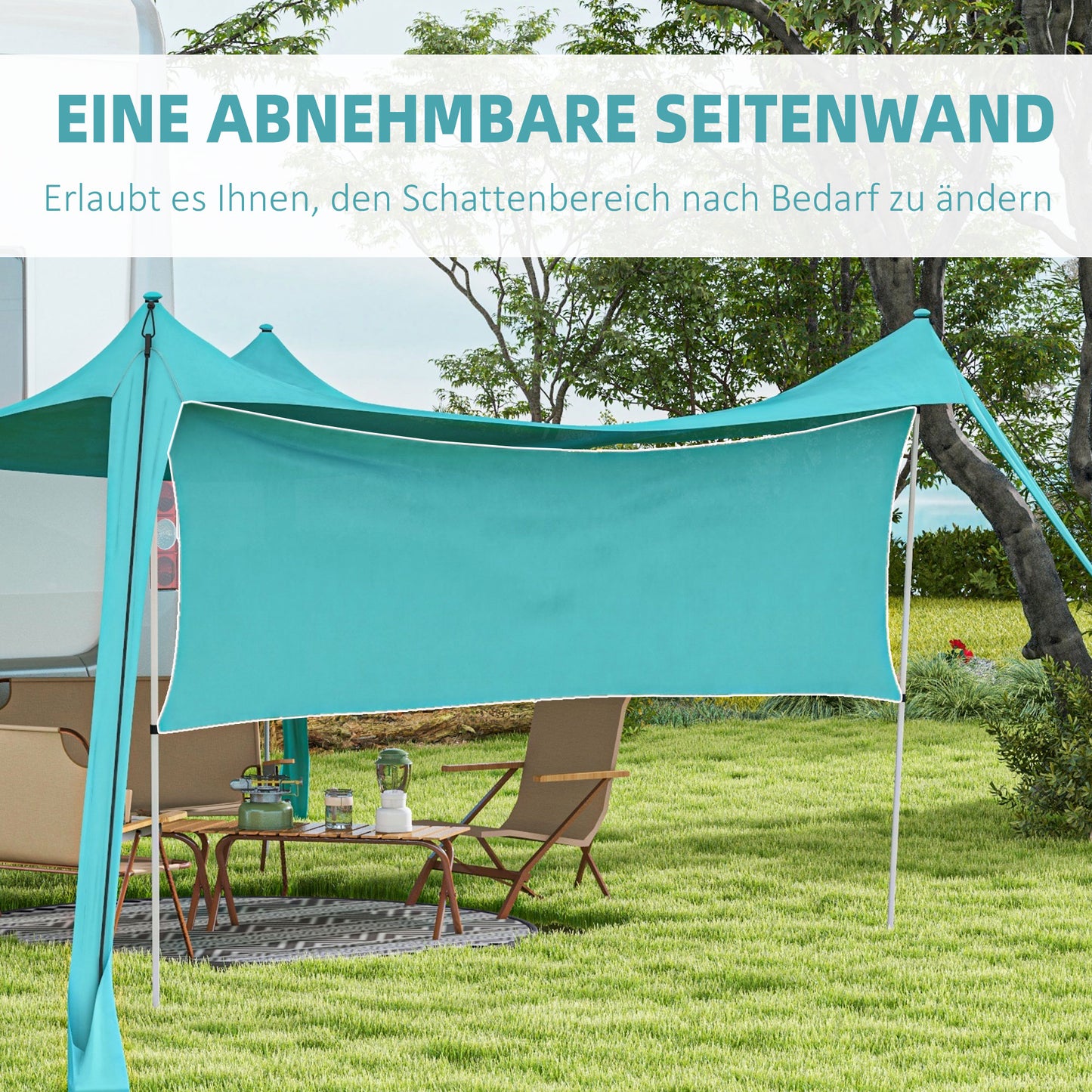 Outsunny Sonnensegel, wasserdicht, anpassbar, leicht, faltbar, Stahlstützen, 3x3x2m, Himmelblau
