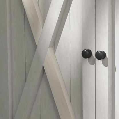 Outsunny Geräteschrank aus Holz mit 2 Türen, Geräteschuppen mit Asphaltdach, 110 x 55 x 117 cm, Hellgrau